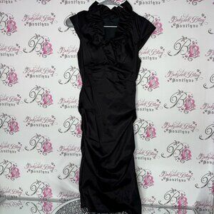 BA nites dress ruffle neckline cinching sexy bodycon tight fitting flattering
